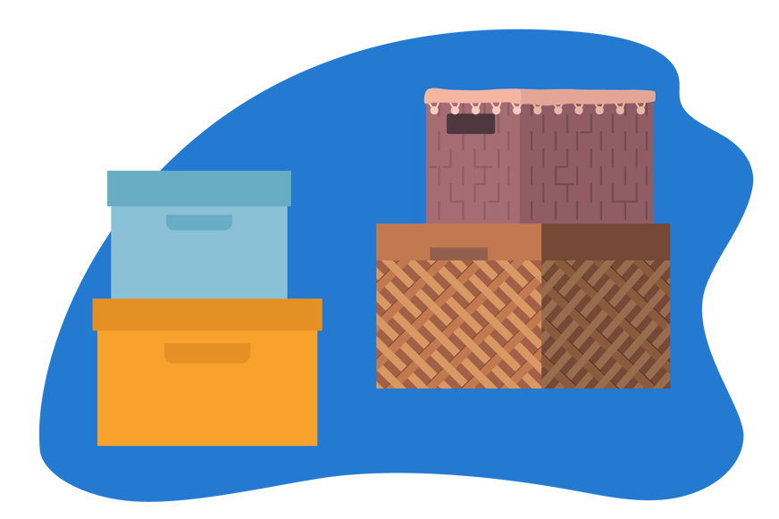 arrumação em caixas